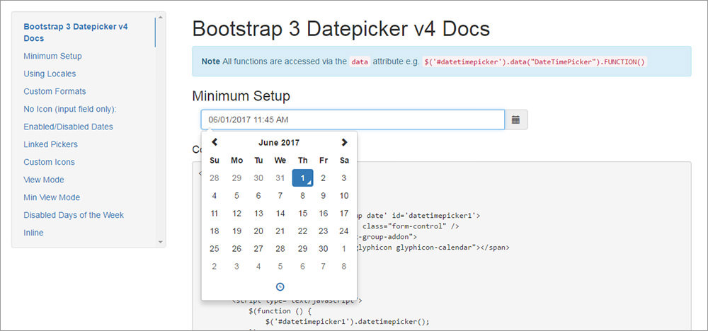 Bootstrap datetime picker