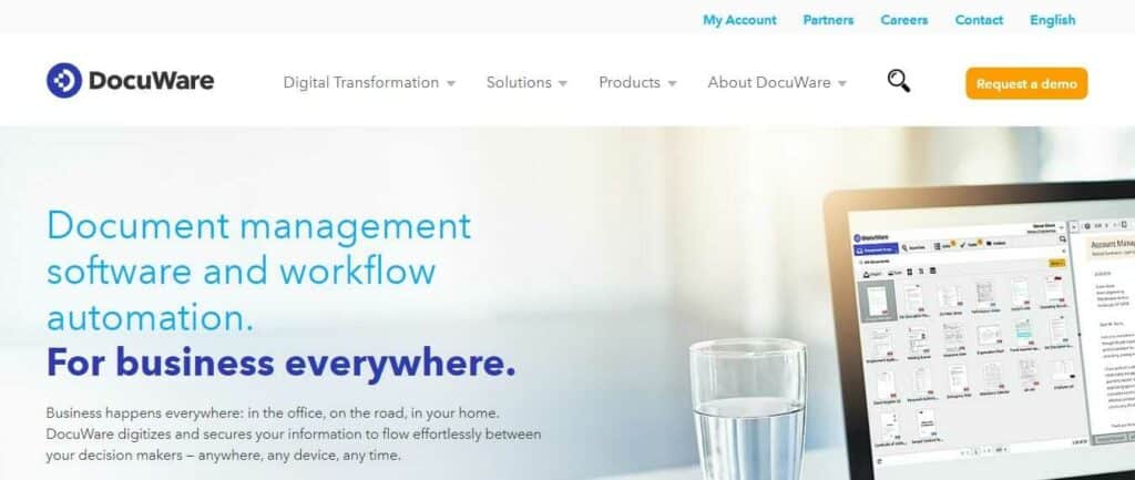 Front page of DocuWare’s site