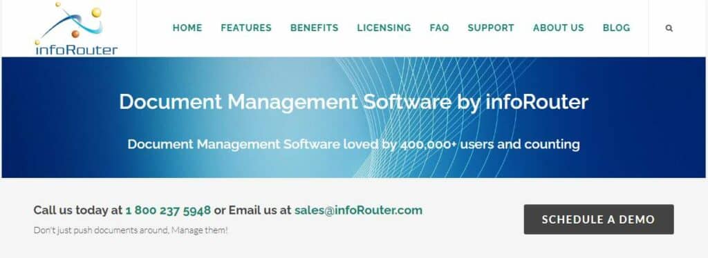 Homepage of InfoRouter - a DMS for you and your employees