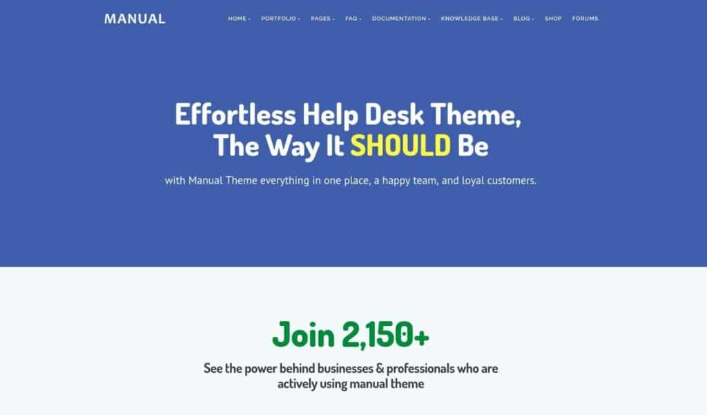 Manual WordPress theme homepage