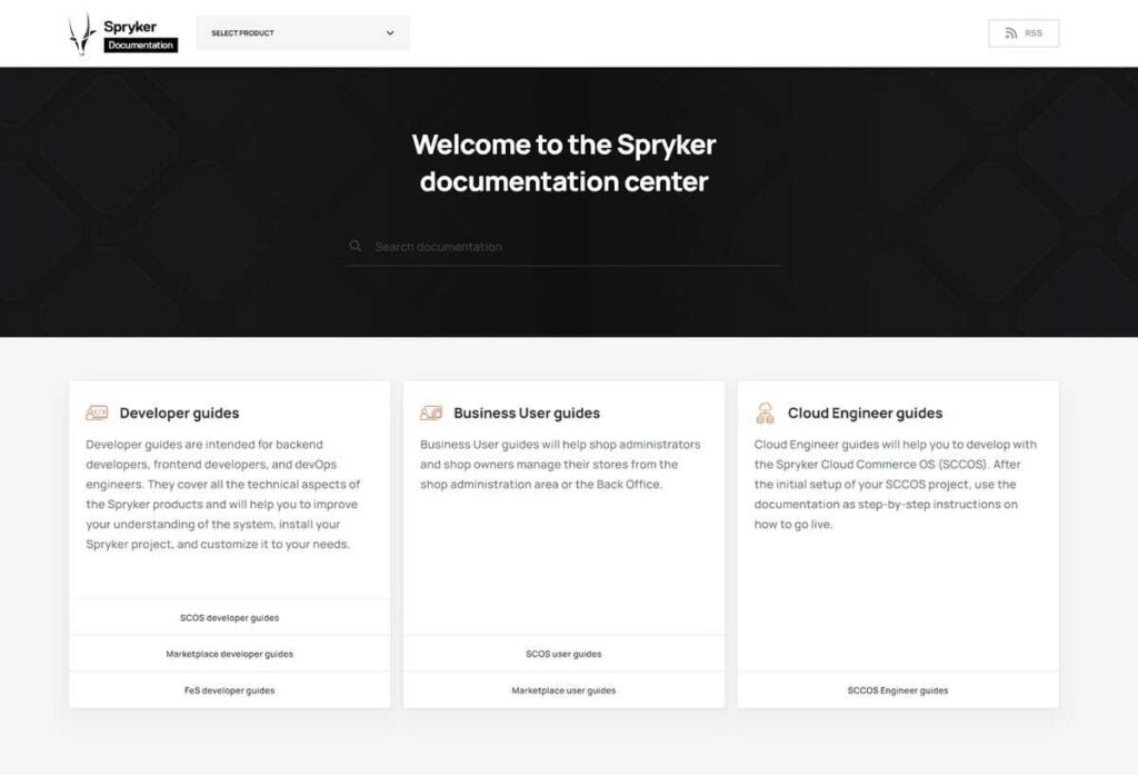 Spryker’s user documentation center