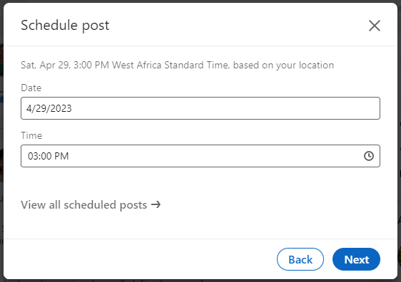 schedule post linkedin feature within the platform