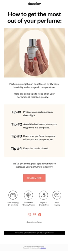 Dossier Email about how to get most from your perfume