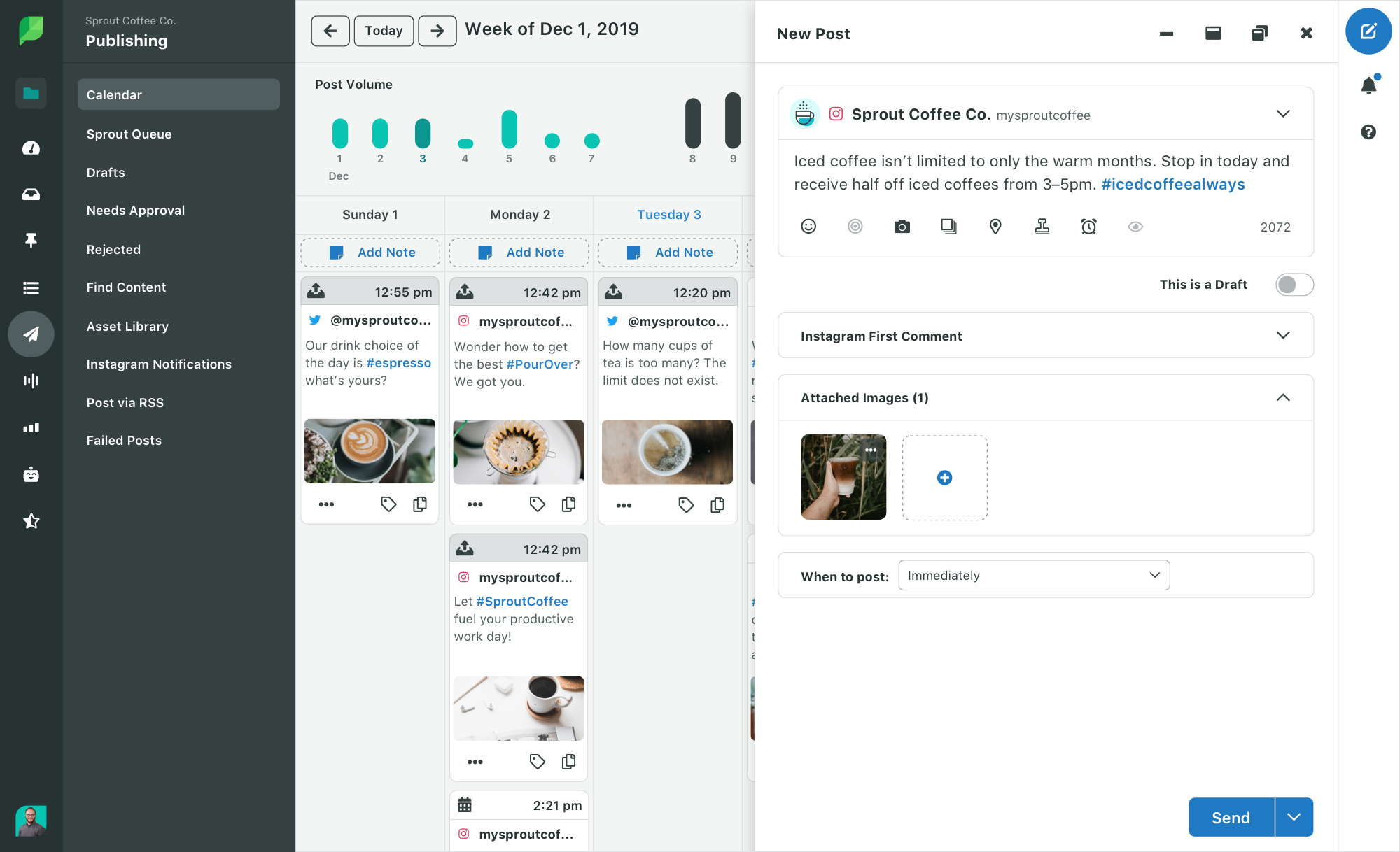 Scheduling IG posts with Sprout Social