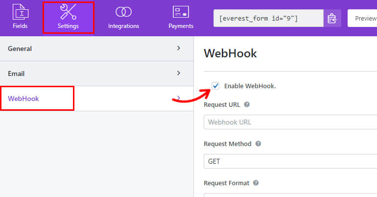 Settings Webhook