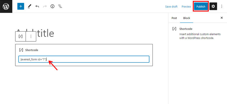 Paste Shortcode Contact Form to SMS