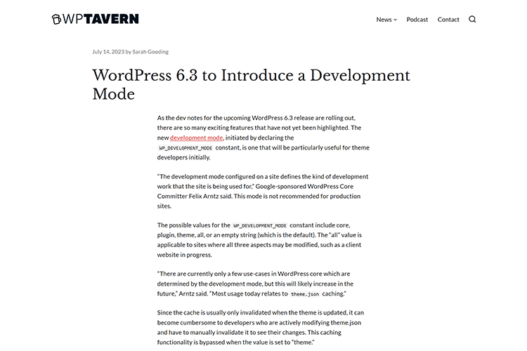 WordPress 6.3 to Introduce a Development Mode