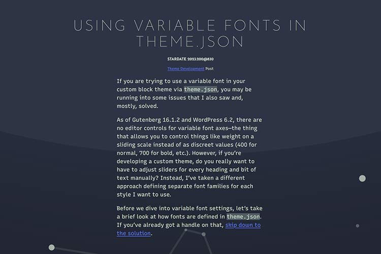 Using variable fonts in theme.json
