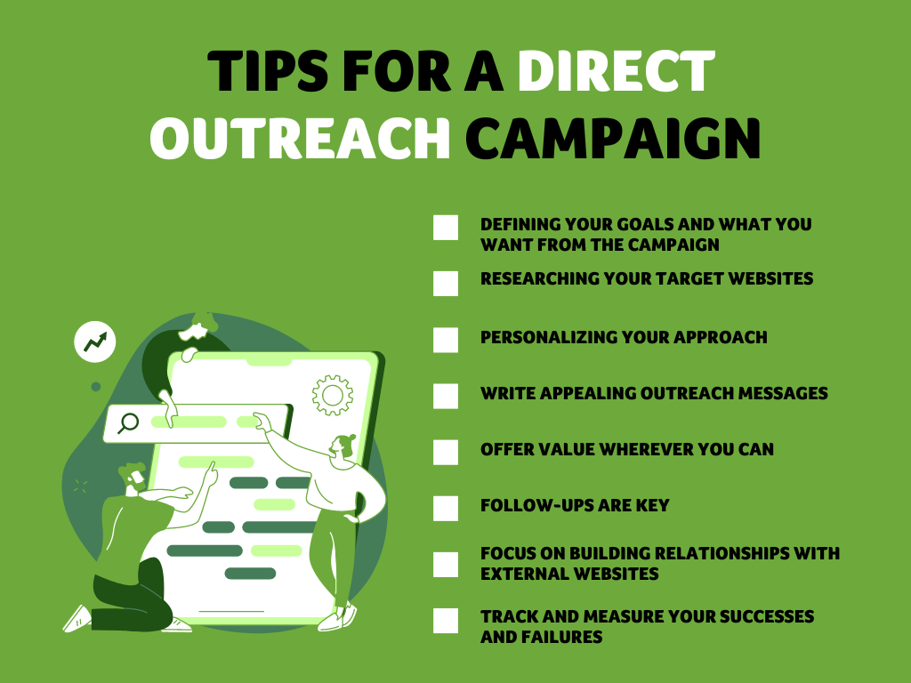 Infographic on tips for a direct outreach campaign