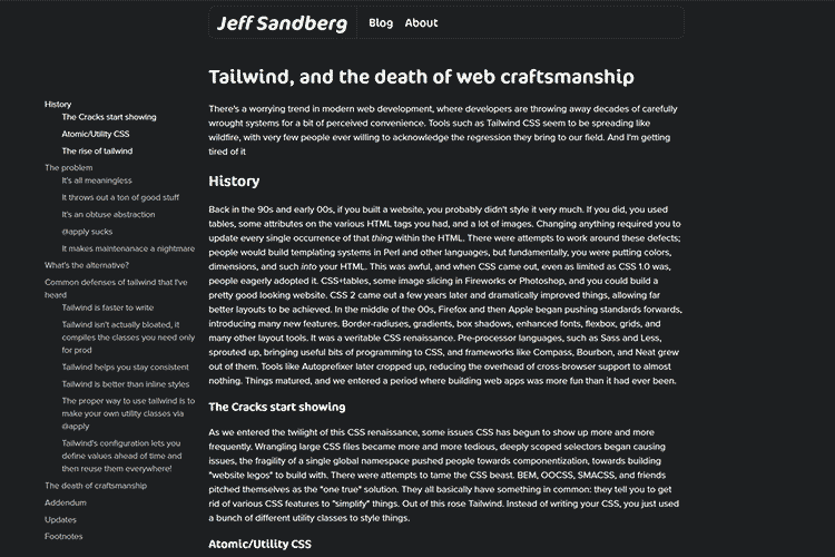 Tailwind, and the death of web craftsmanship