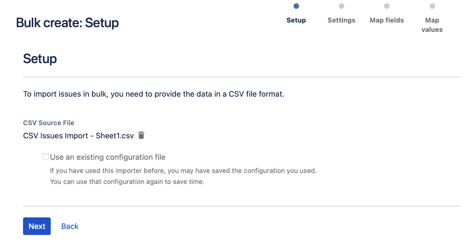 CSV file upload