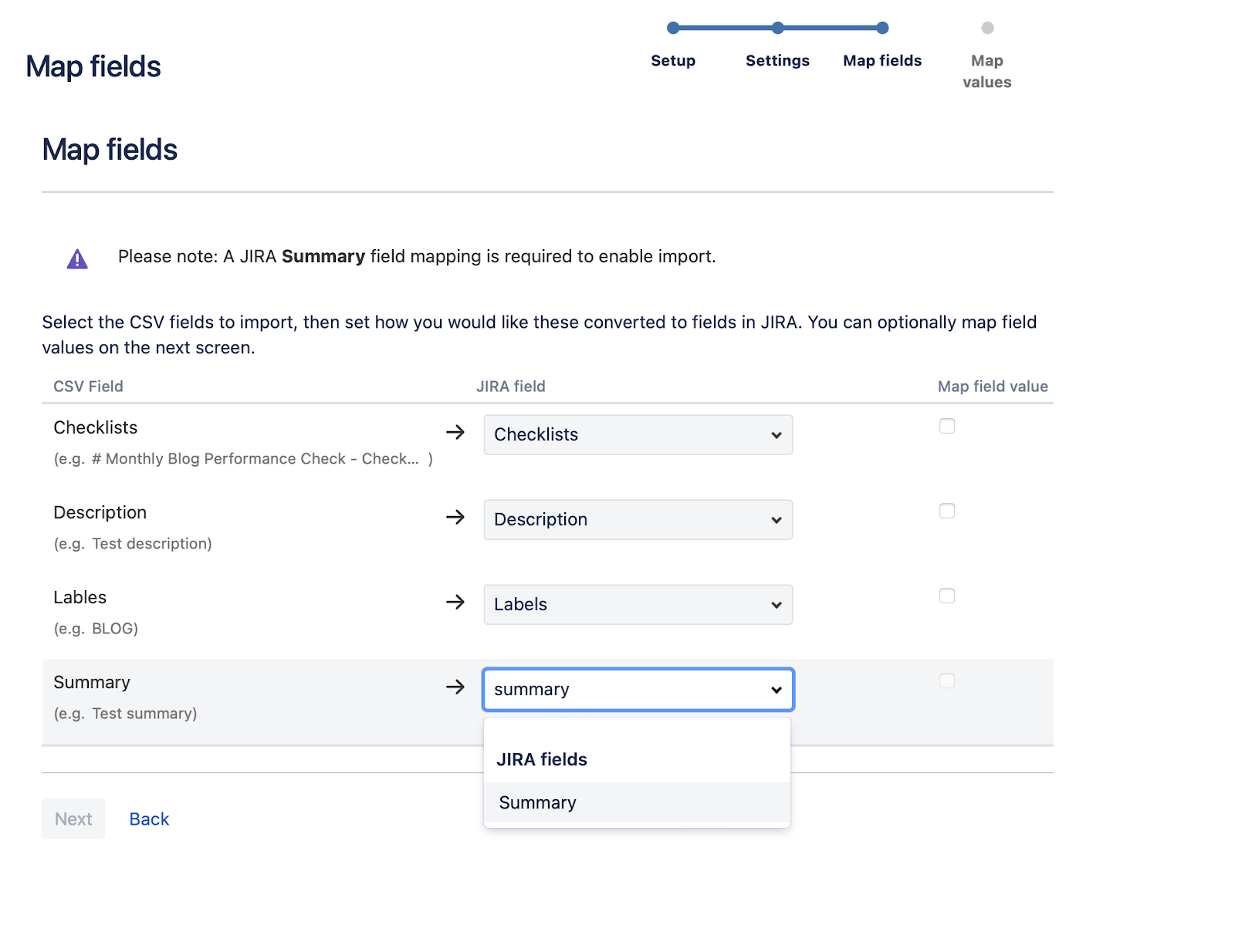 Mapping custom fields when bulk uploading issues from CSV