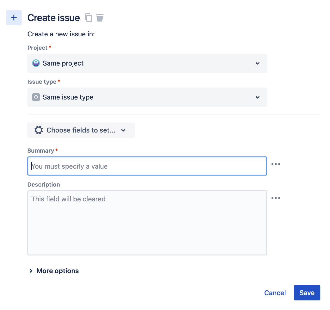 Create issue automation trigger