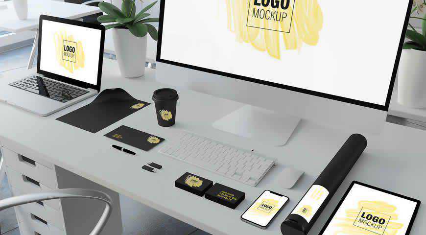 Corporate Identity Set Desk Photoshop PSD Mockup Template
