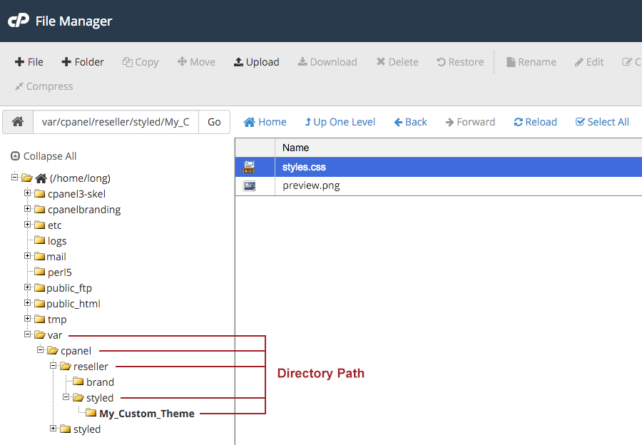 File Manager Directory Structure