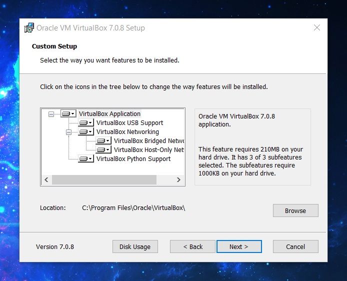 virtualbox installation storage location