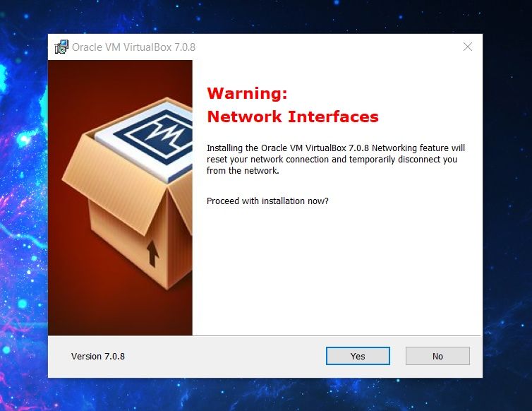 virtualbox installation networking interfaces