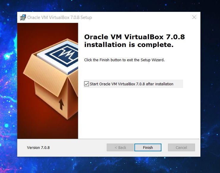 virtualbox installation complete