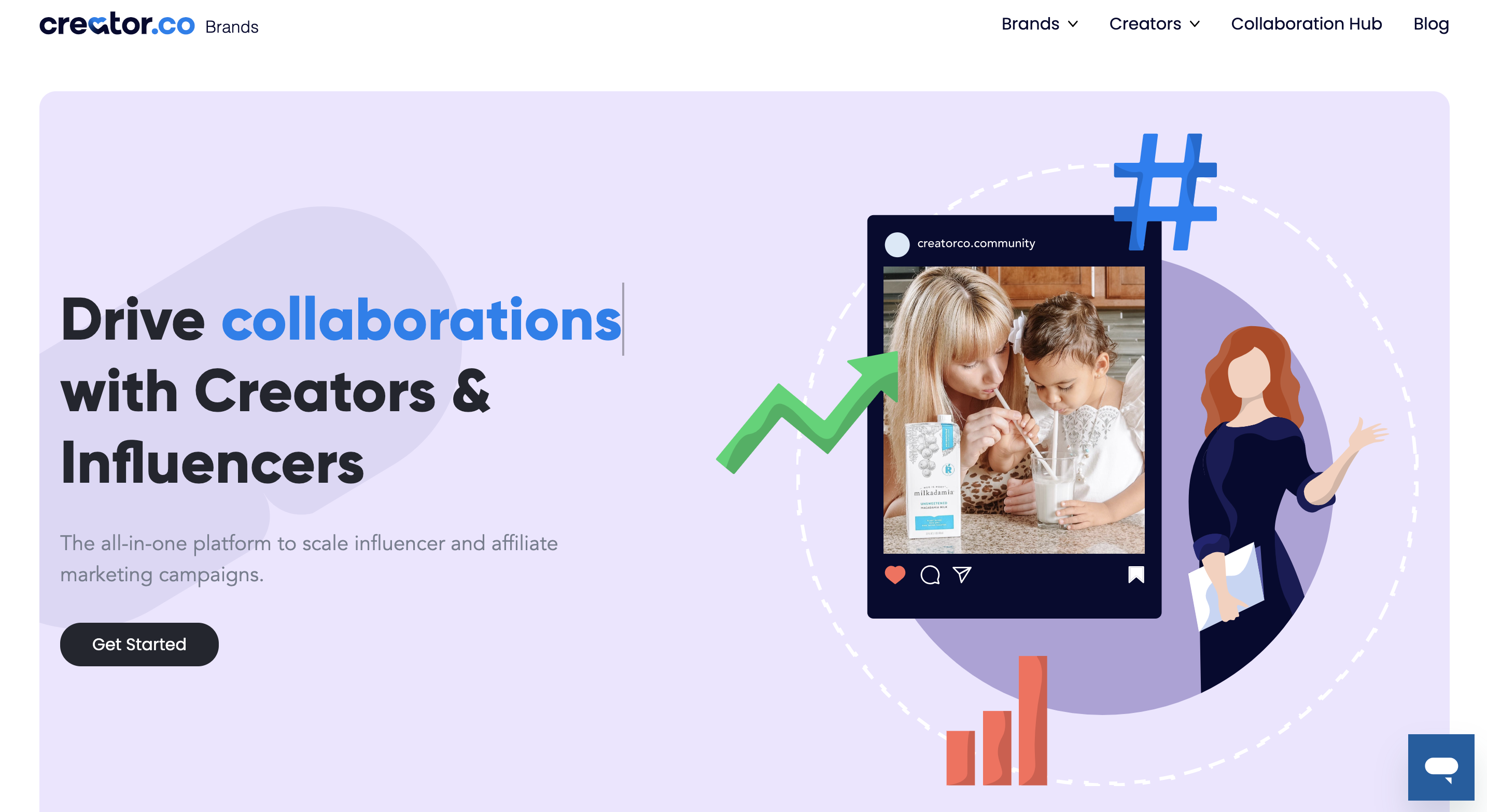 A screenshot of influencer marketing platform Creator.co's website