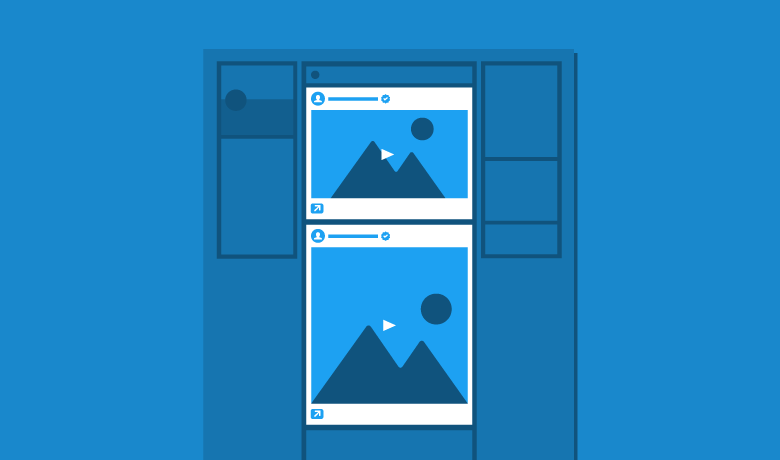 Graphic showing how Twitter landscape and portrait video ads display on the platform. 