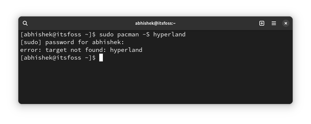 target not found error in Arch Linux