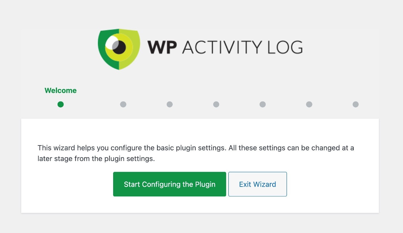 WP Activity Log setup wizard