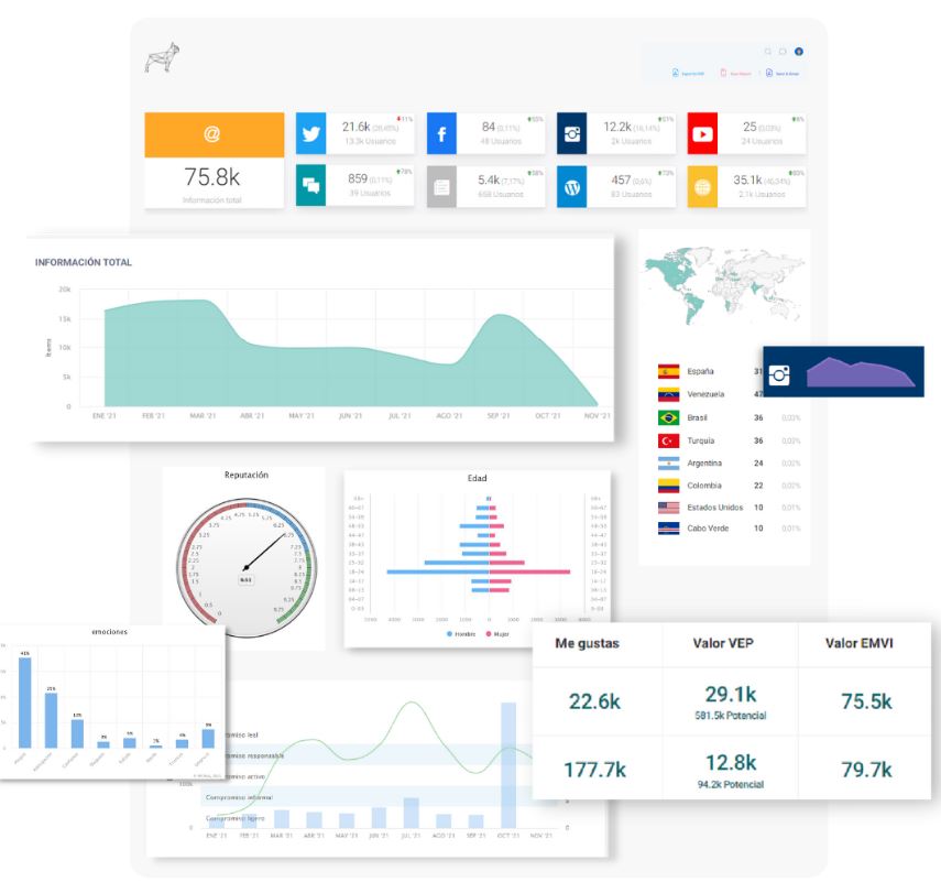Screenshot of Atribus's social media monitoring tool.