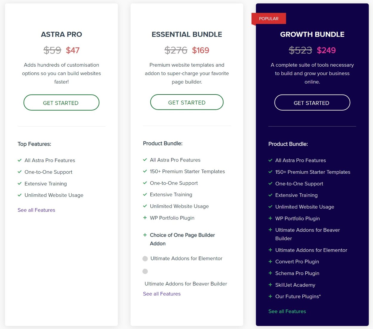 Astra theme pricing review of one-year license