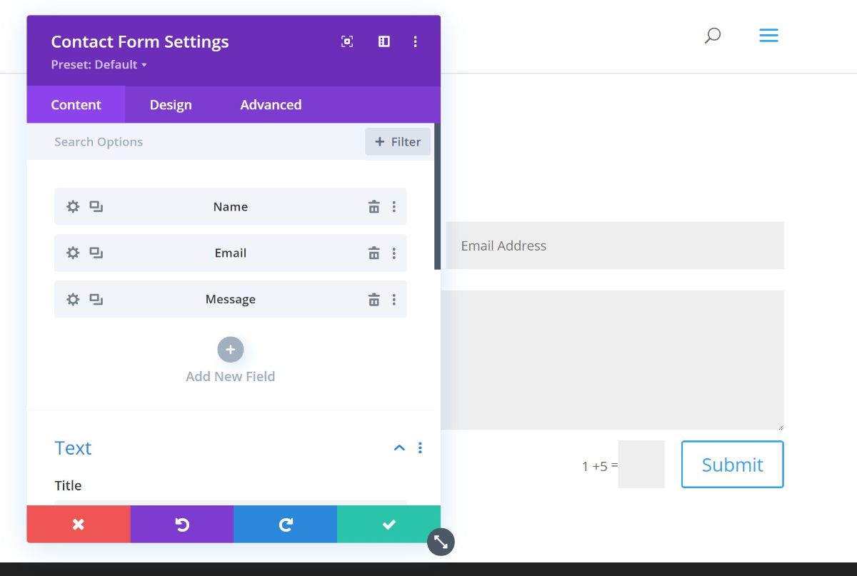 Divi theme module settings