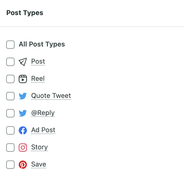 post type Filters for Sprout Social