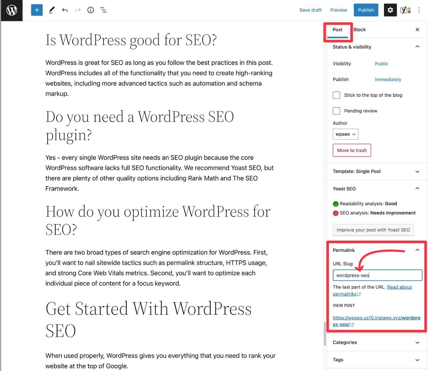 Optimize WordPress URL slug for SEO