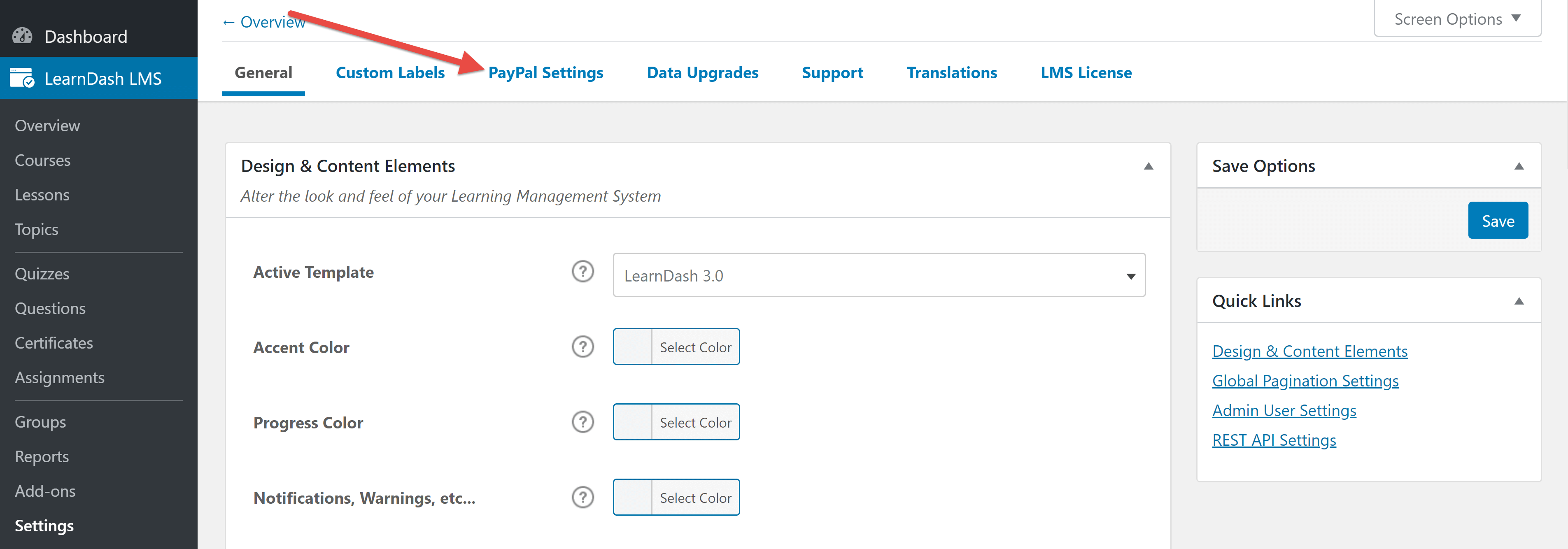 LearnDash settings