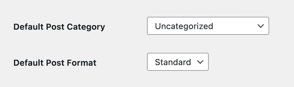 The Default Post Format settings.