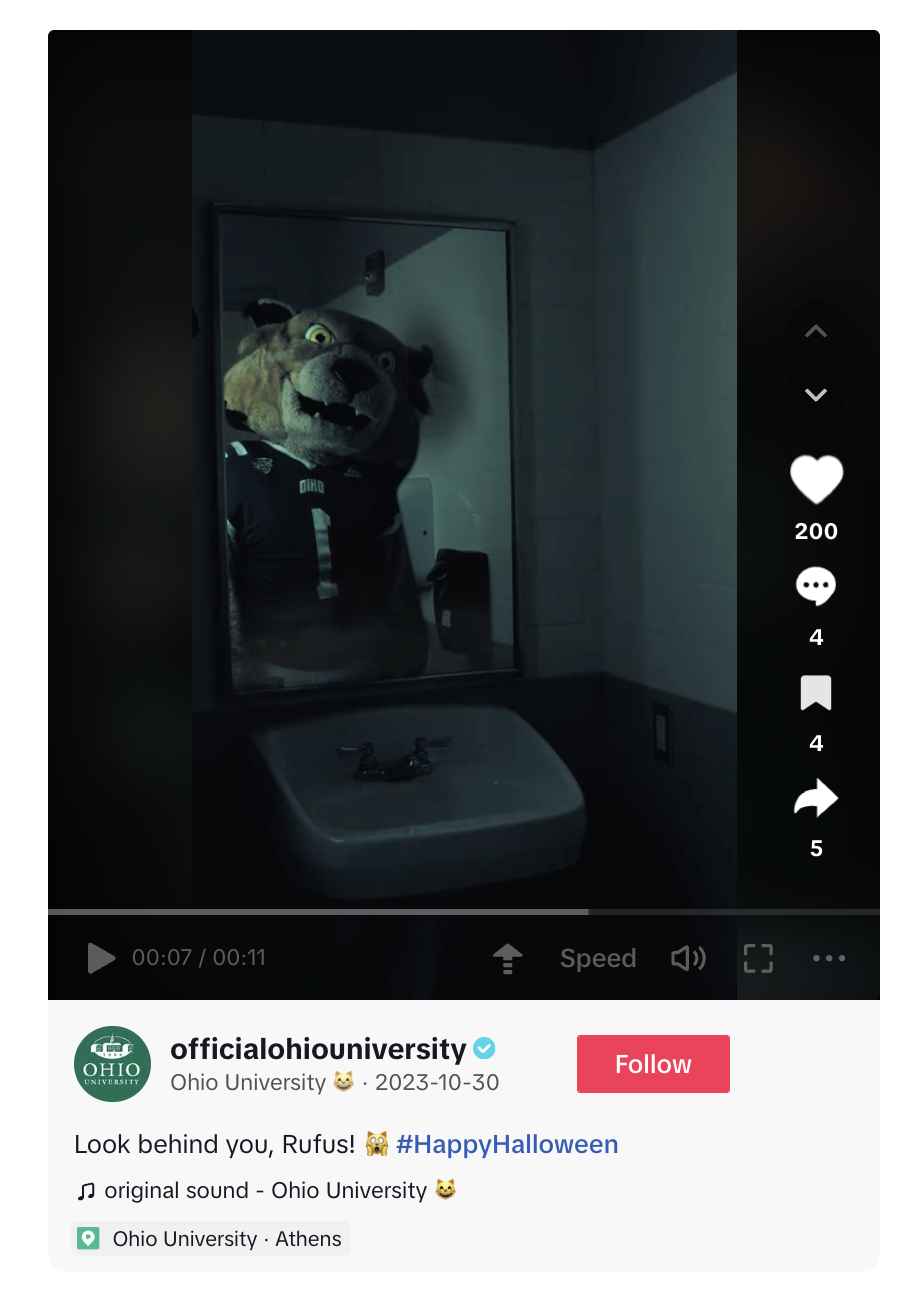 A Halloween-themed video featuring Ohio University's mascot.