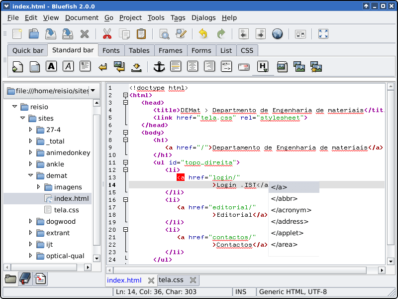 Bluefish Code Editor