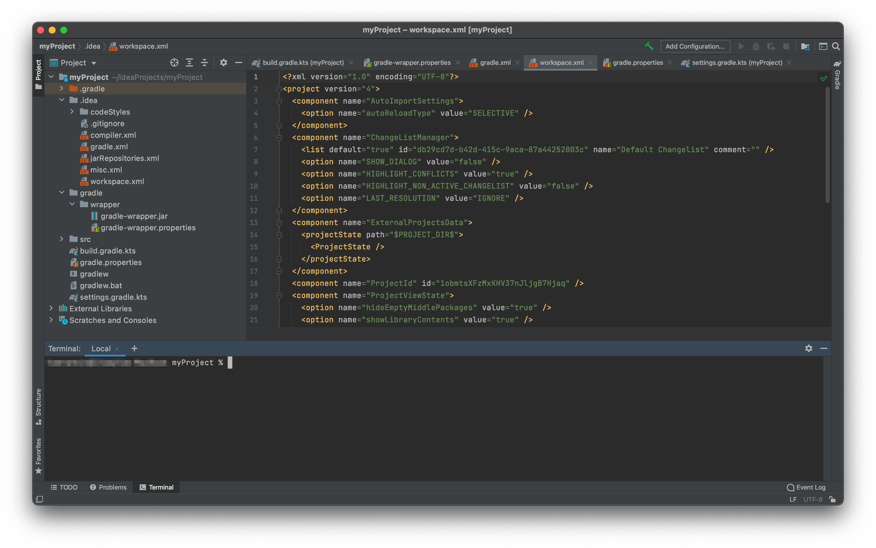 The Terminal window in Intellij IDEA.