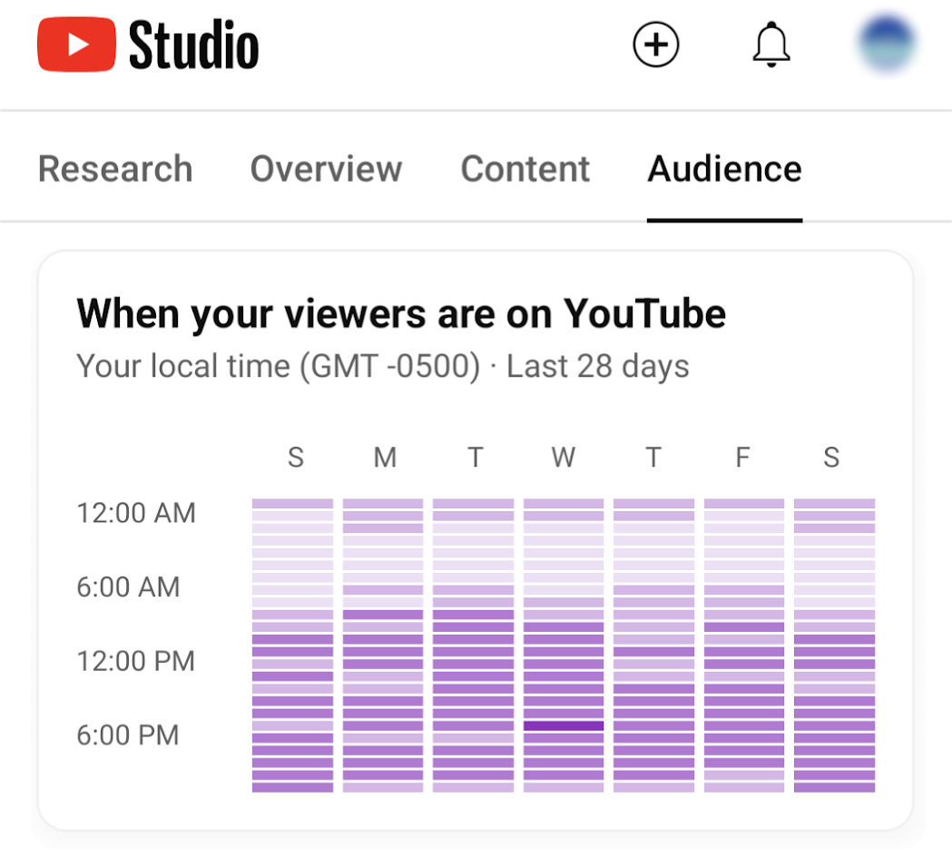 graphic representing YouTube audience activity in YouTube Studio's analytics