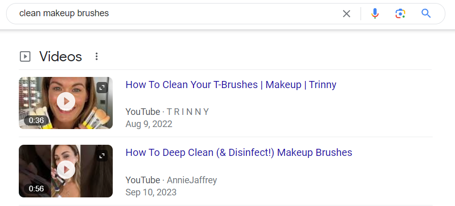 YouTube videos showing in Google results