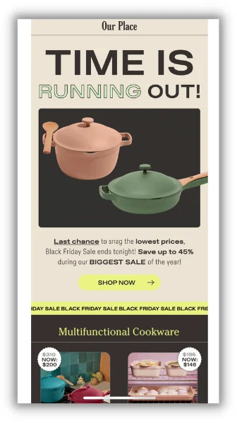black friday email template - example of black friday sale email to customers