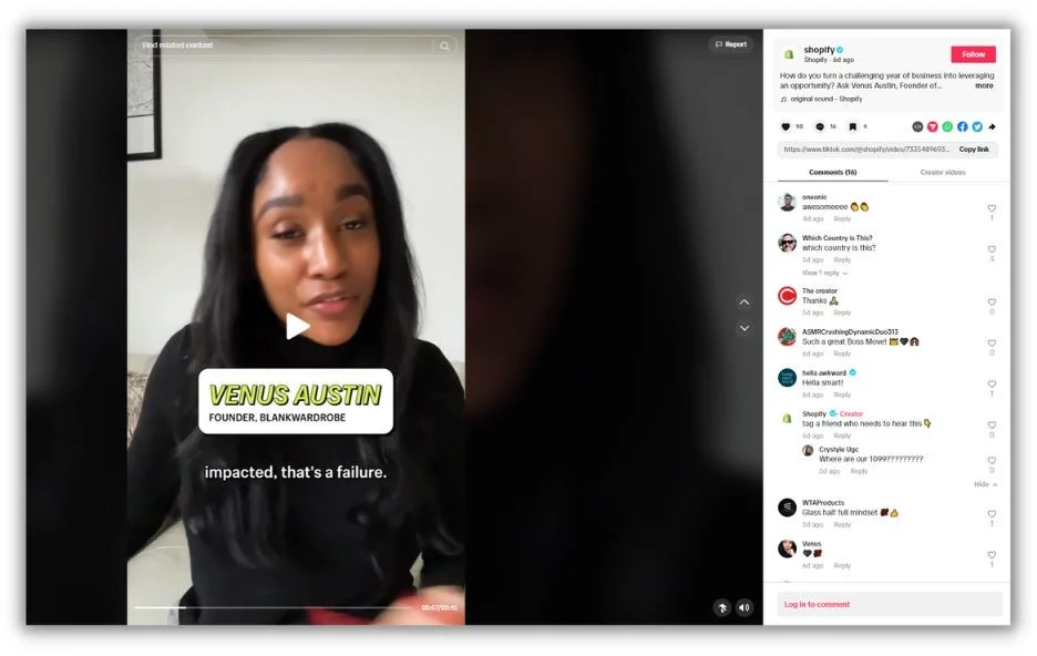 Social selling - TikTok from Shopify with an influencer