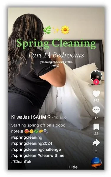 April content ideas - TikTok of spring cleaning