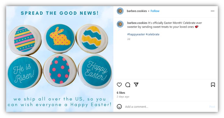 easter greetings - small business easter post on instagram screenshot