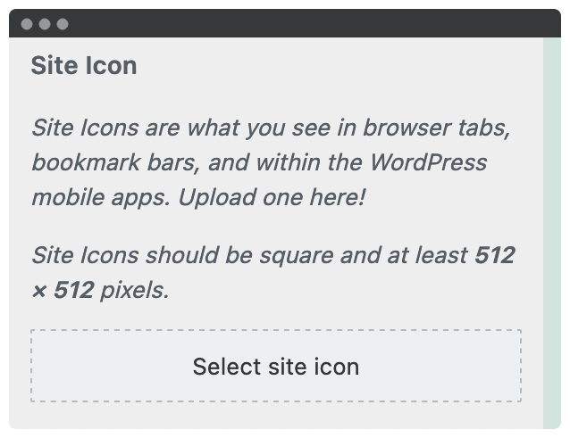 The Site Icon section.
