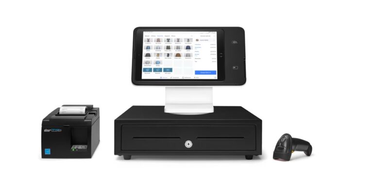 Square POS with receipt printer, cash drawer, and barcode scanner