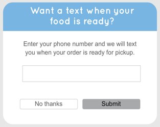 Toast order ready phone number prompt