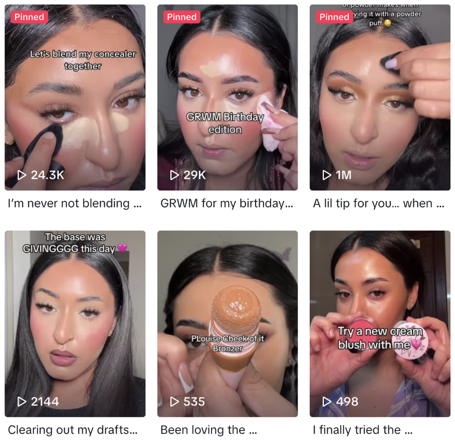 Makeup tutorial video previews by @iz_alwaysglowing