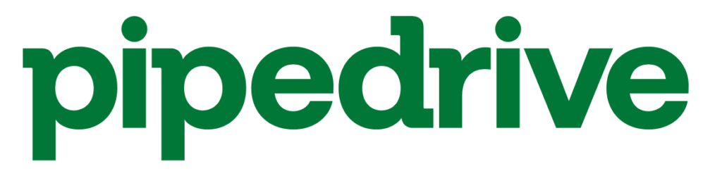 Dark green script pipedrive logo in all lower case.