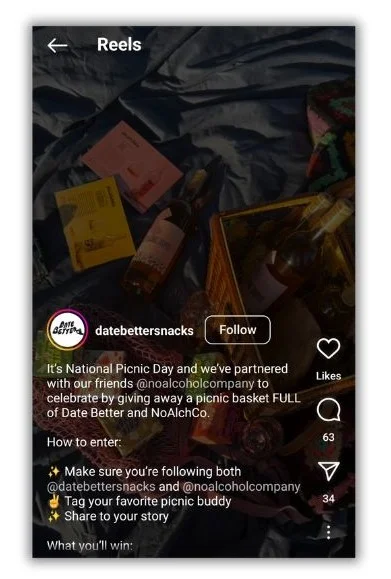 July content ideas - screenshot of an Instagram post promoting two products for picnics.