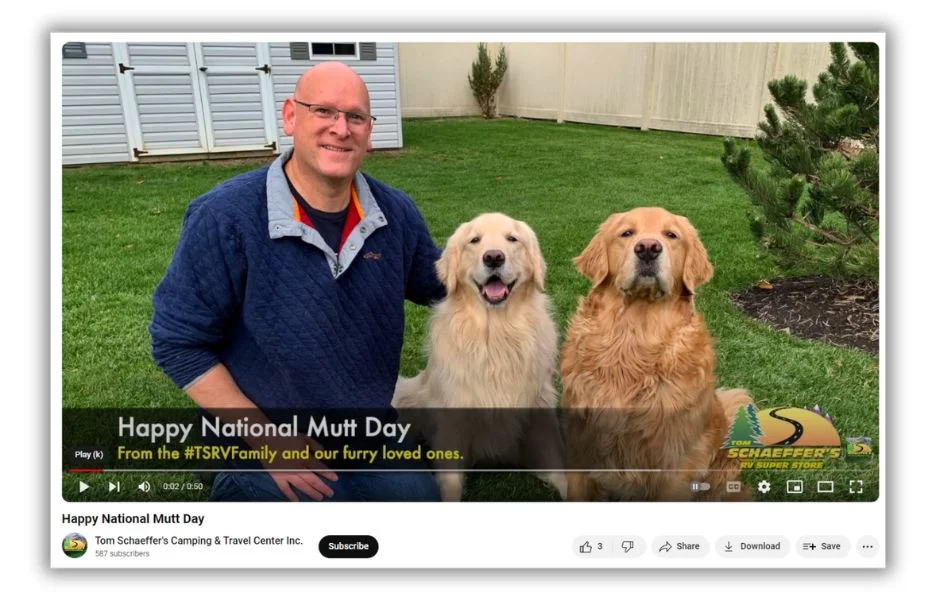 July content ideas - screenshot of a YouTube video showing people's dogs.