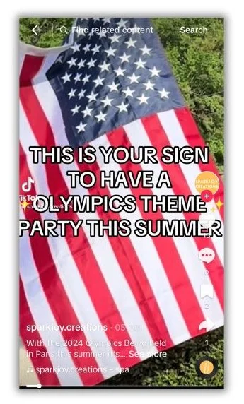 July content ideas - screenshot of an Instagram post about planning a Summer Olympics party.